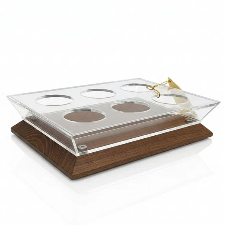 Mayflower Wooden Cawa Cup Display Holder for 6 Cups with Acrylic Frame – 24×18 cm