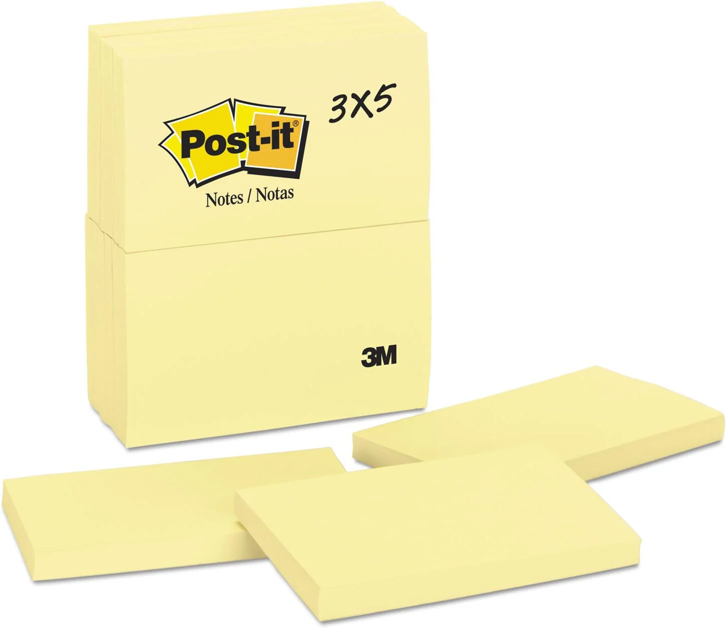 Post-it Notes Canary Yellow 655 3 x 5 in (76 x 127 mm), 100 sheets/pad | Yellow Color | Sticky Notes | For Note Taking, To Do Lists and Reminders | Clean Removal | No damage | Recyclable