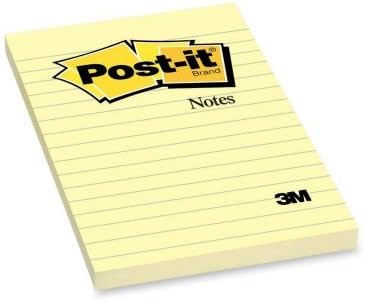 Post-it Notes Canary Yellow Lined 660 4 x 6 inch (101 x 152 mm), 100 sheets/pad | Yellow Color | Sticky Notes | For Note Taking, To Do Lists and Reminders | Clean Removal | No damage | Recyclable