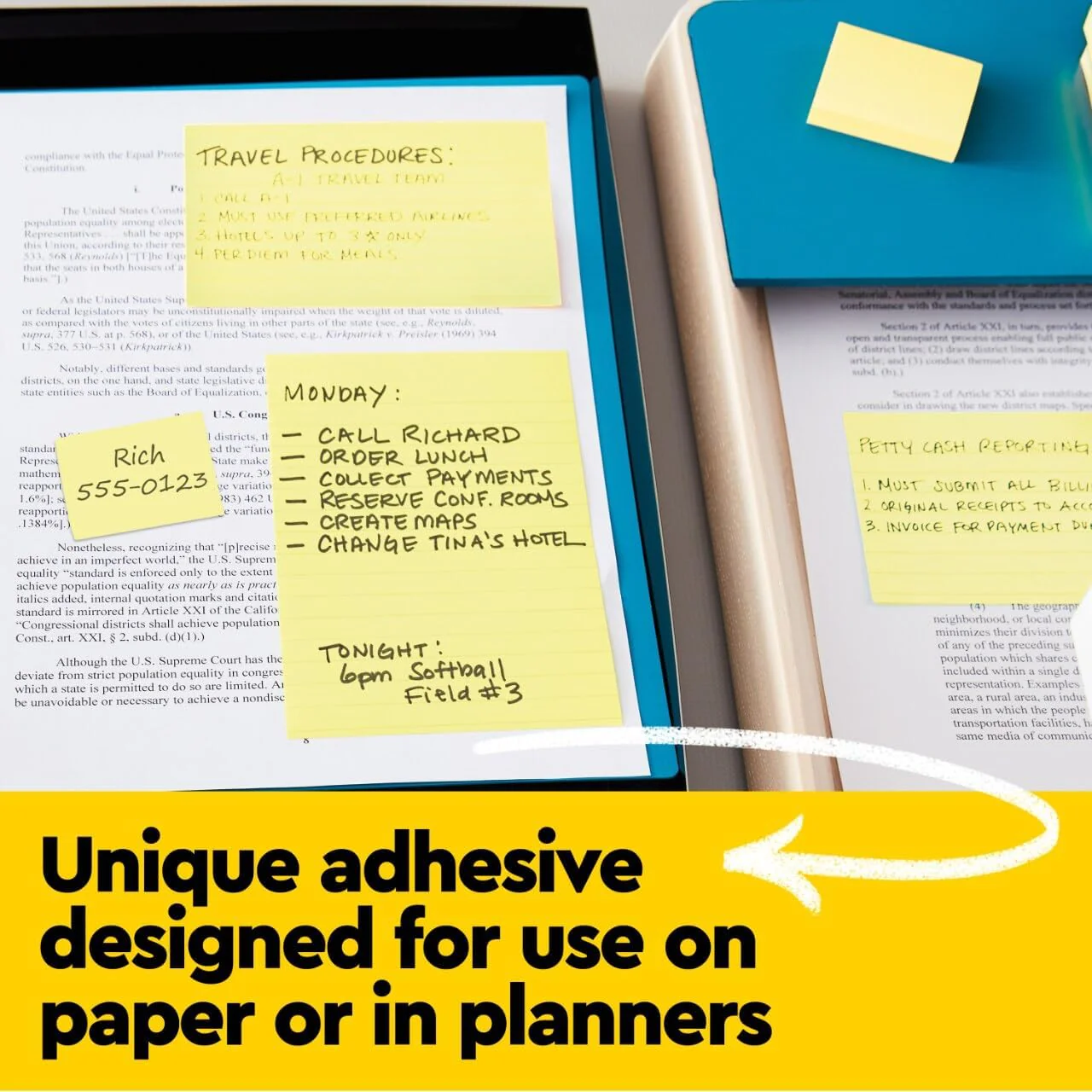Post-it Notes Canary Yellow Lined 660 4 x 6 inch (101 x 152 mm), 100 sheets/pad | Yellow Color | Sticky Notes | For Note Taking, To Do Lists and Reminders | Clean Removal | No damage | Recyclable - Image 4