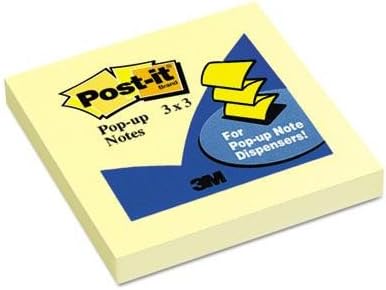 Post-it Pop-up Notes, 3 in x 3 in, 1 Pad, America's #1 Favorite Sticky Notes, Canary Yellow, Clean Removal, Recyclable (R330-YW)