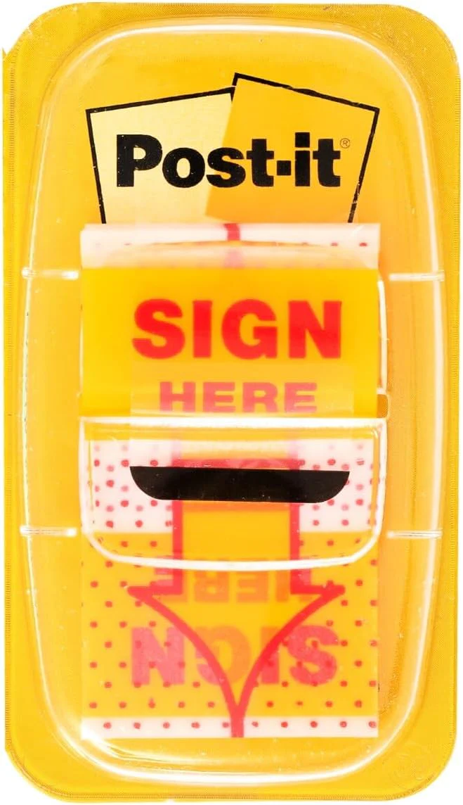 Post-It Printed Message Flags, "Sign Here", 25.4mm*43.2mm Yellow, One Dispenser Of 50 Flags - Image 3
