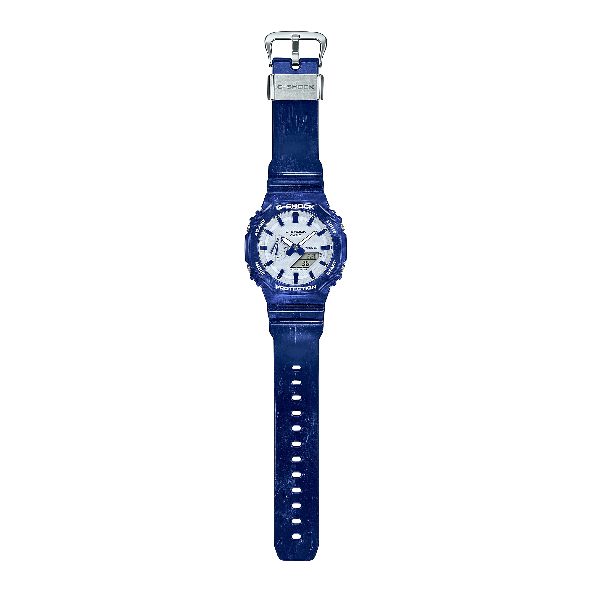 Casio G-Shock GA-2100BWP-2A watch with a blue and white Chinese porcelain motif on the dial and band. - Image 2