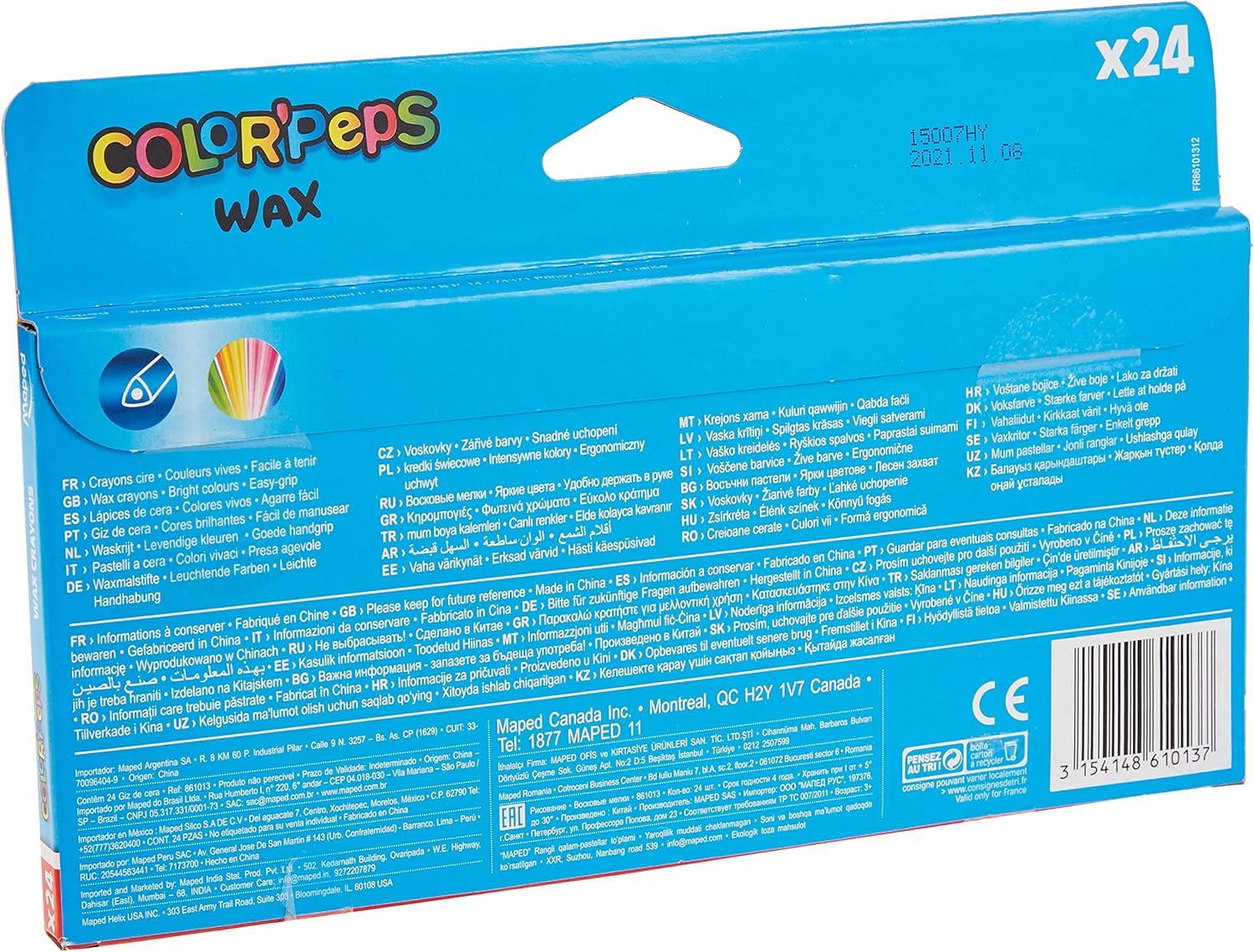 Maped Color'Peps Wax 861013 Wax Crayons Box Of 24 - Image 2