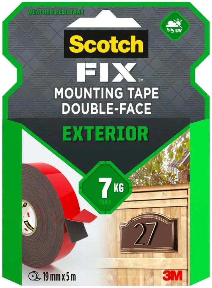 Scotch-Fix Exterior Mounting Tape 411-1950-P, 19mm x 5m, 1 roll/pack (Packaging May Vary)