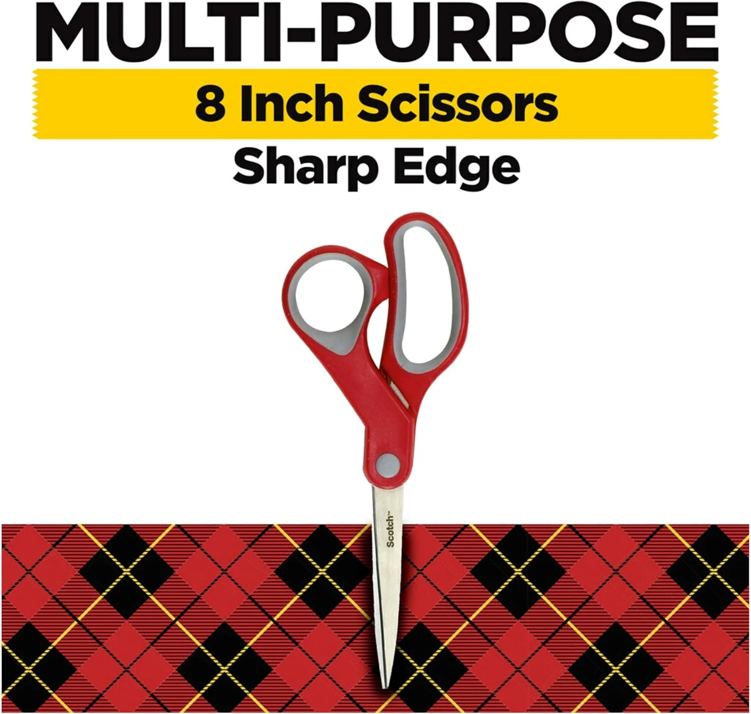 Scotch Multiporpose Scissors 8 inch (20 cm) | Stainless Steel Blades| Red and Grey color | Ergonomic Comfort Grip | Multipurpose | Office, Home and School use | Scissors | 1 scissors/pack - Image 2