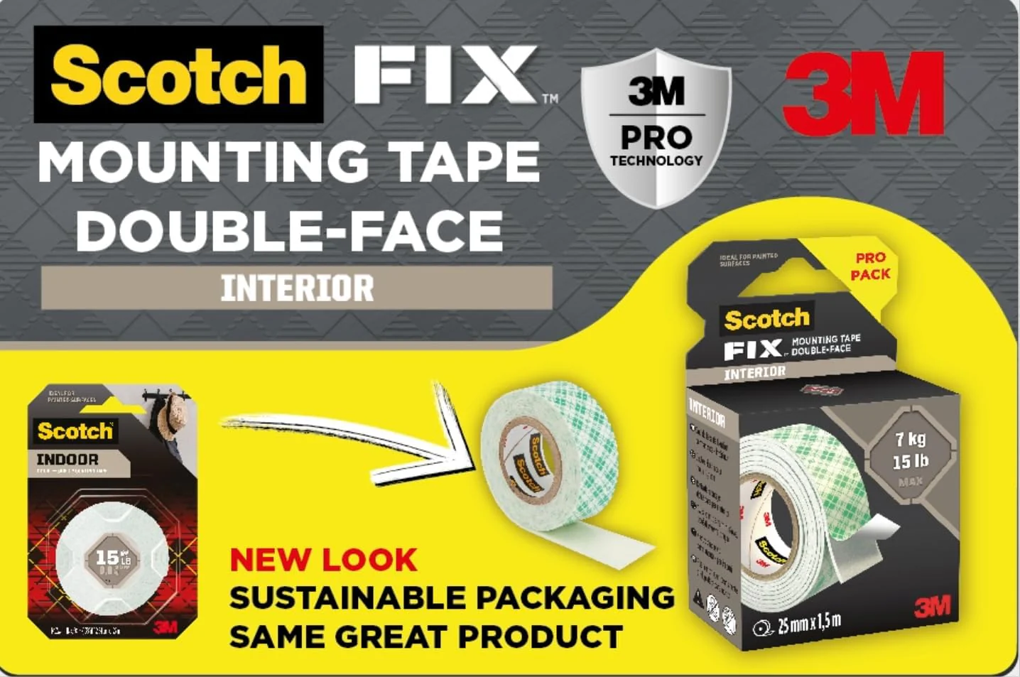 Scotch-Fix™ Indoor Double-Sided Mounting Tape 114S-INT-EU, 25mmx1.5m, 24 RL/CV - Image 3