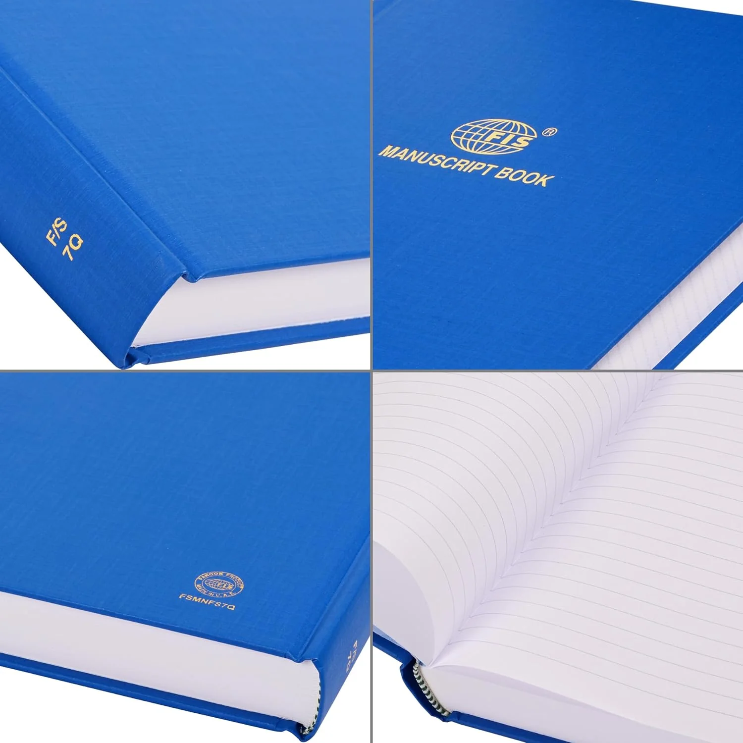 FIS Manuscript Book | Single Ruled 8mm | 336 Sheets | F/S Size (210 × 330 mm) | Blue Hard Cover — FSMNFS7Q - Image 3