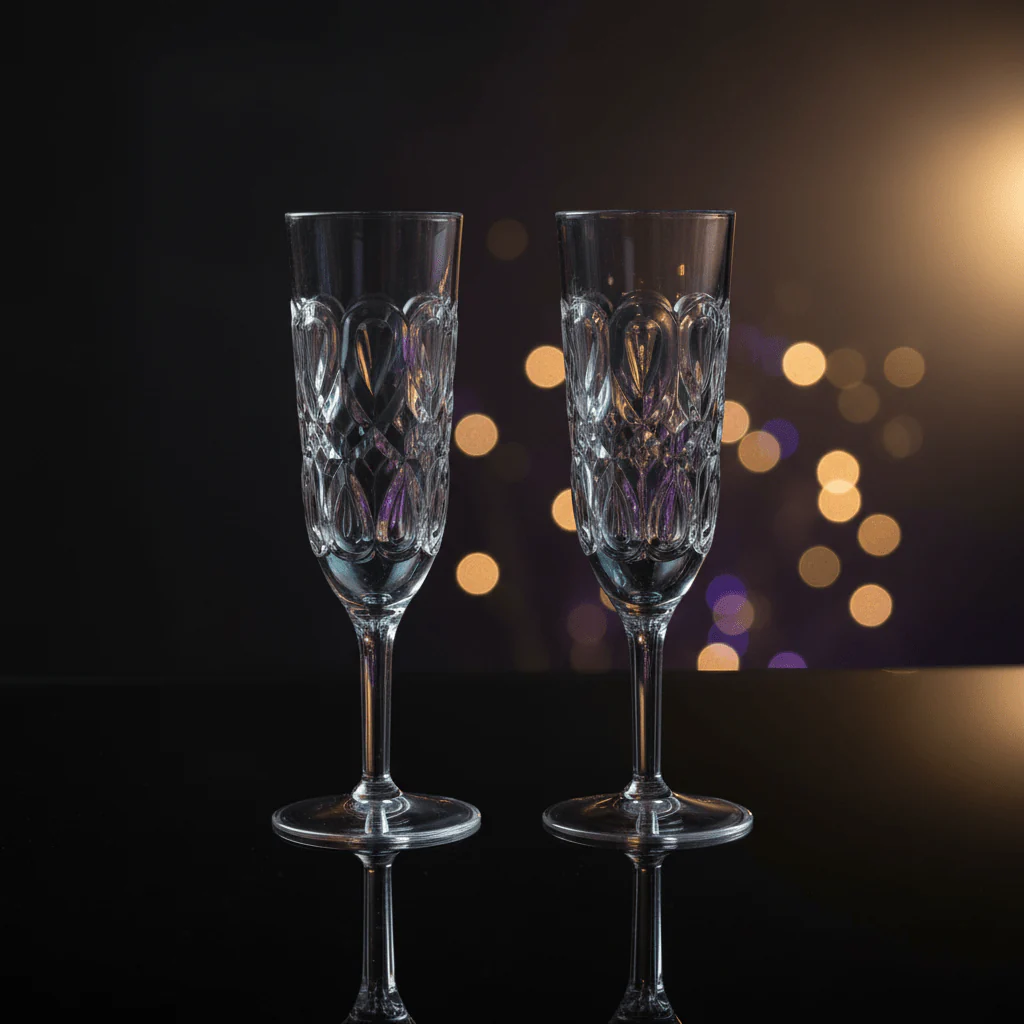Crystal-Cut Acrylic Champagne Flute | 250ml | Footed Stem Glass - Image 3