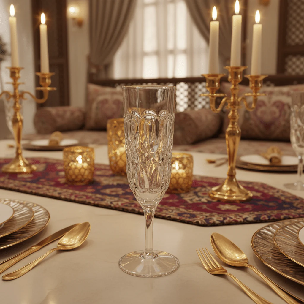 Crystal-Cut Acrylic Champagne Flute | 250ml | Footed Stem Glass - Image 4