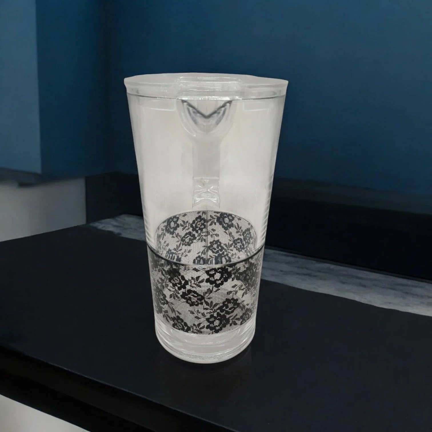 AKDC Acrylic Jug 1.8Liter Clear Plastic Water Jug with Lid, Fridge Jug, Shatter Proof, Lace Design - Image 3
