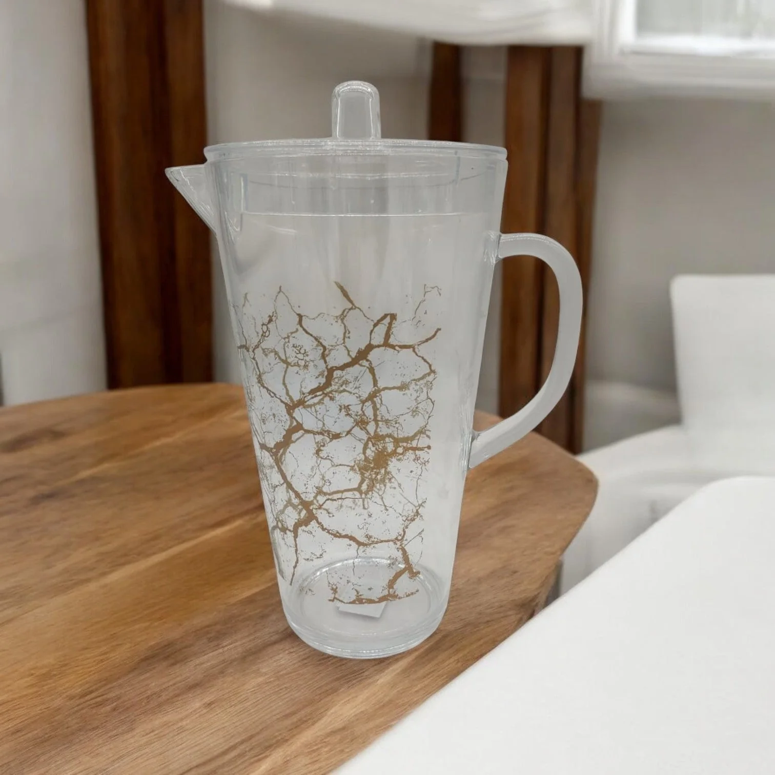 AKDC Acrylic Jug 2.2Liter Clear Plastic Water Jug with Lid, Fridge Jug, Shatter Proof Color TransparentÂ & White