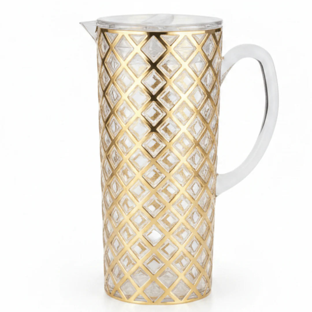 Golden Diamond Acrylic Jug — 1.5 Litre | Elegant Lattice Design