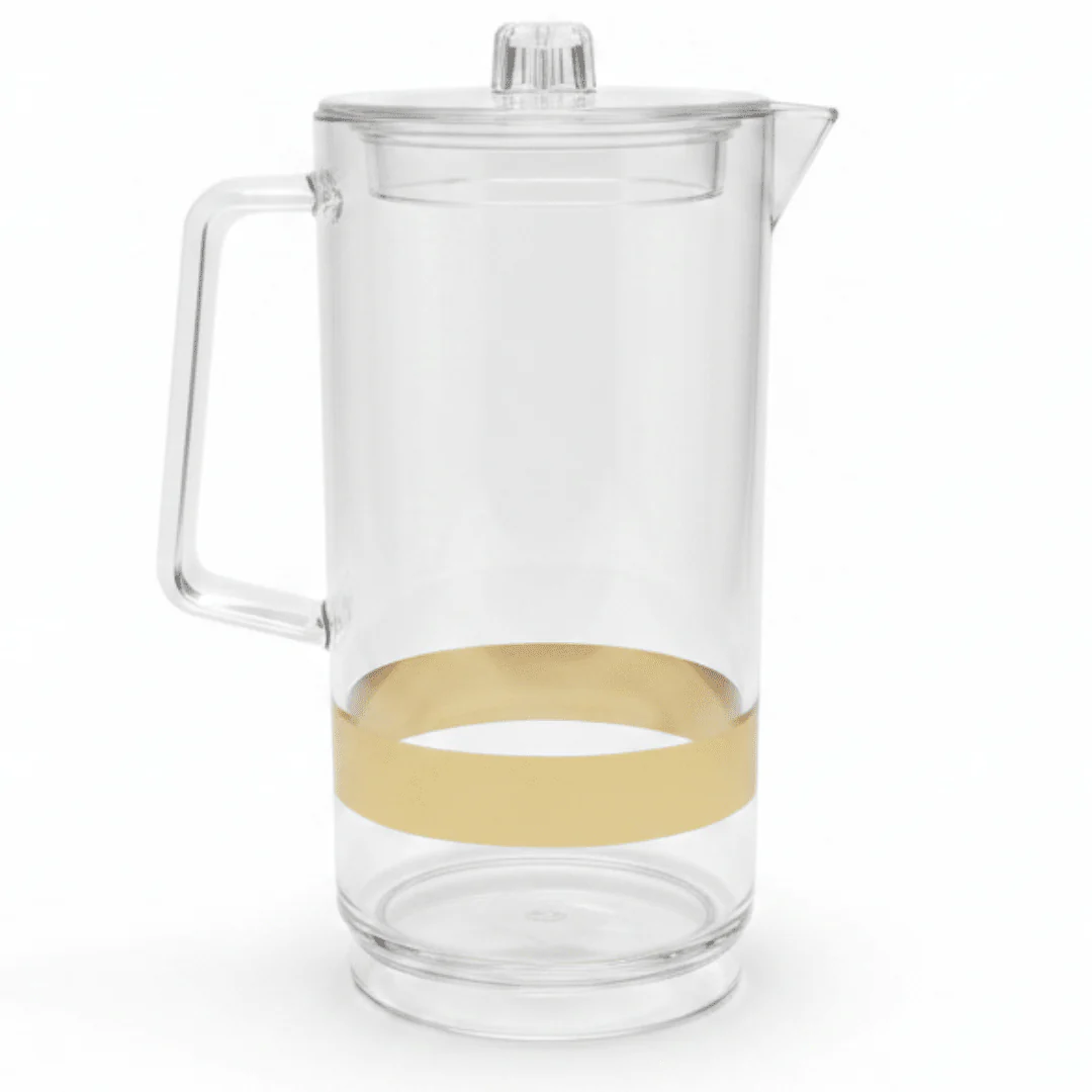 Crystal Clear Acrylic Jug with Gold Band — 1.5 Litre