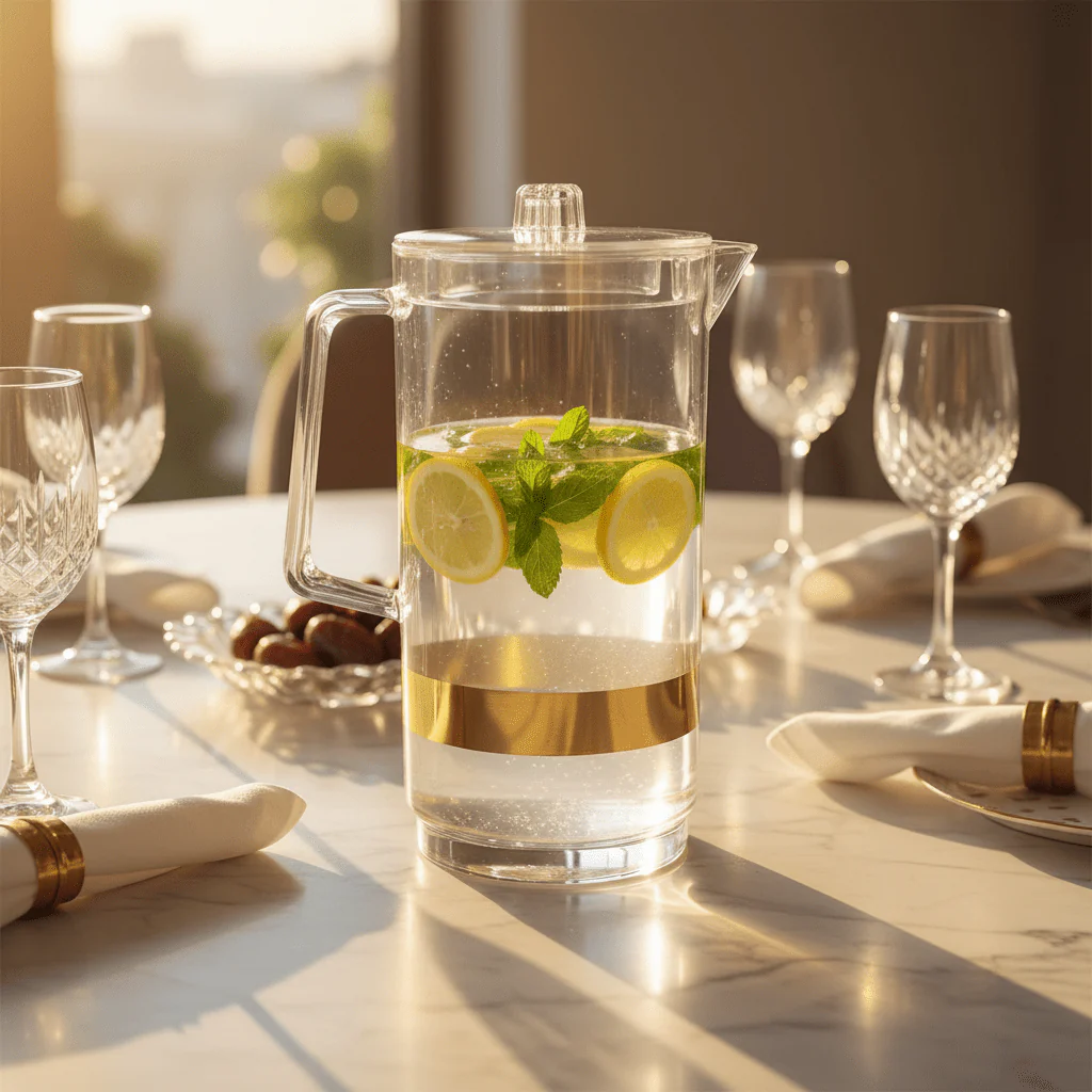 Crystal Clear Acrylic Jug with Gold Band — 1.5 Litre - Image 3