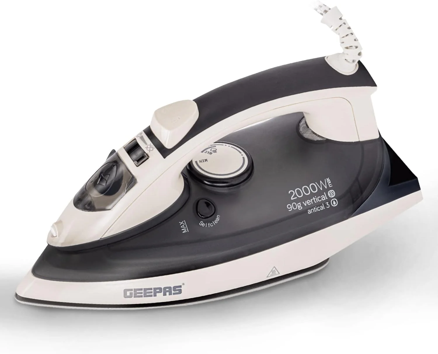 Geepas GSI7788 Ceramic Steam Iron 2000W- Temperature Control for Wet/Dry Crease Free Ironing | Steam Function & Self Cleaning Function