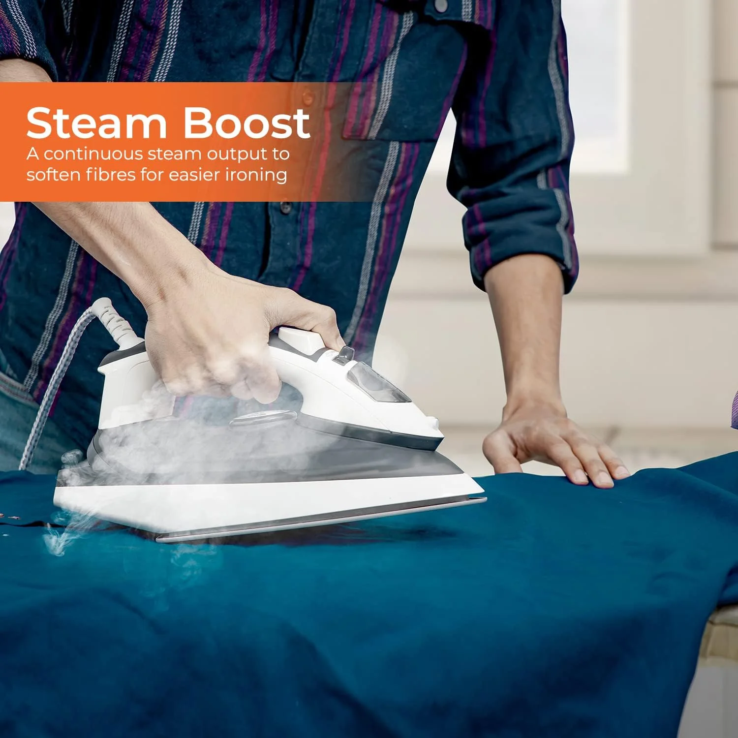 Geepas GSI7788 Ceramic Steam Iron 2000W- Temperature Control for Wet/Dry Crease Free Ironing | Steam Function & Self Cleaning Function - Image 5