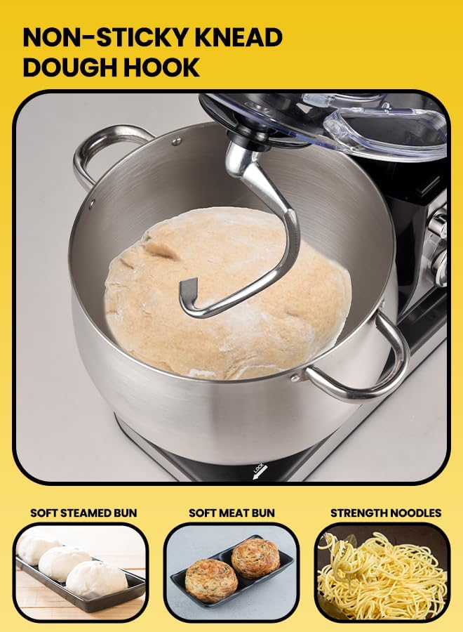 Sonashi 12L Stand Mixer – 6-Speed with Pulse & LED Display | Stainless Steel Bowl, Splash Guard | Whisk, Dough Hook & Beater | 2000W Powerful Copper Motor | SMX-147 - Image 4