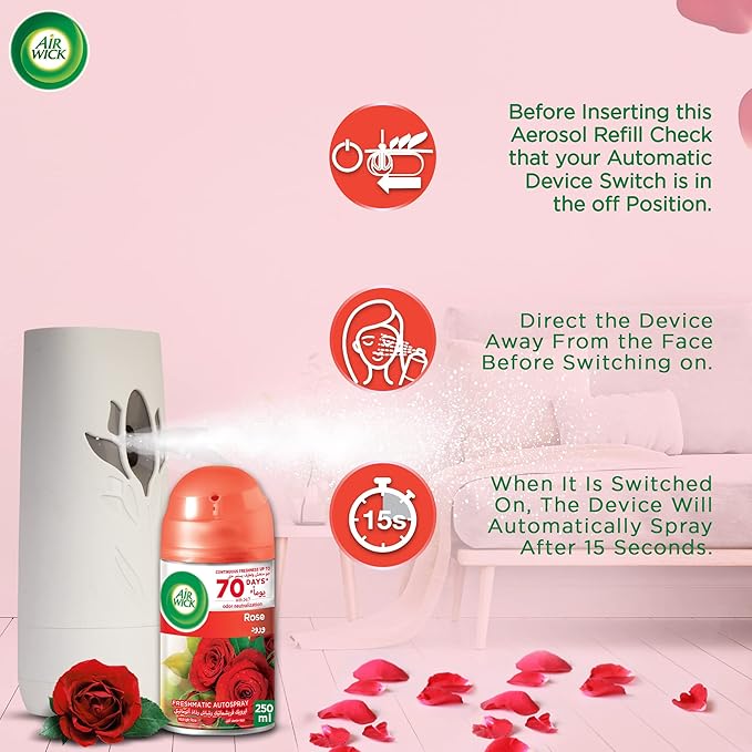 Air Wick Air Freshener Freshmatic Refill Rose, 250ml - Image 3