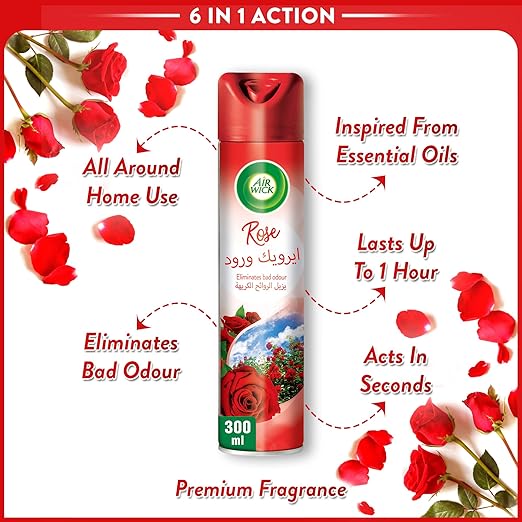 Air wick Freshener Aerosol Rose 300ml, Pack of 3 - Image 5