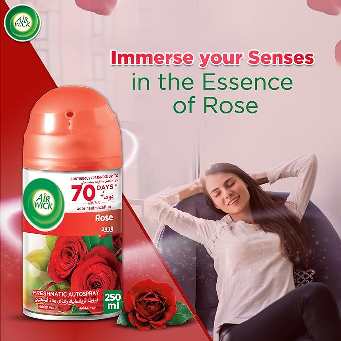 Air Wick Freshmatic Autospray Refill, Rose Fragrance, Eliminates Bad Odour Smell, 250 ml (Pack of 2) - Image 3