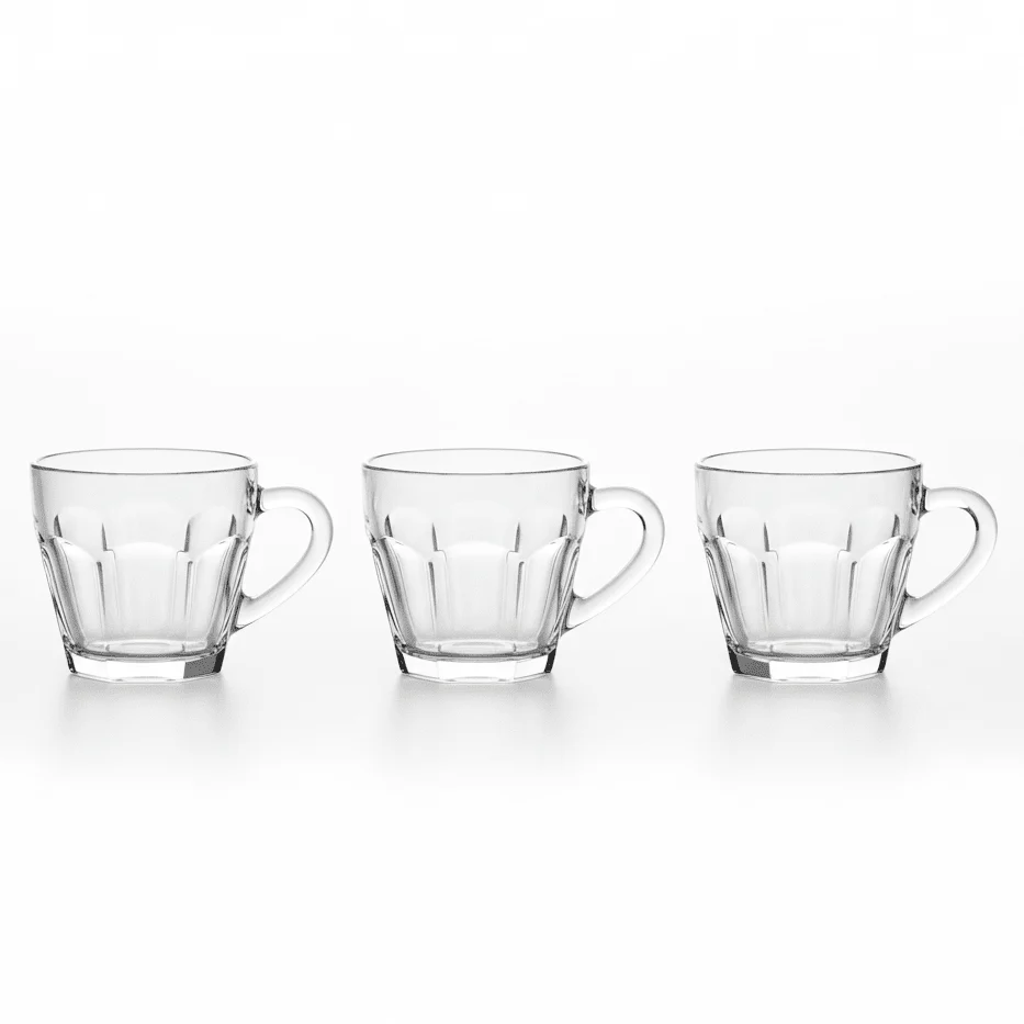 AKDC 100ml Compact Glass Tea Mugs for Espresso, Tea & Small Servings – Set of 3