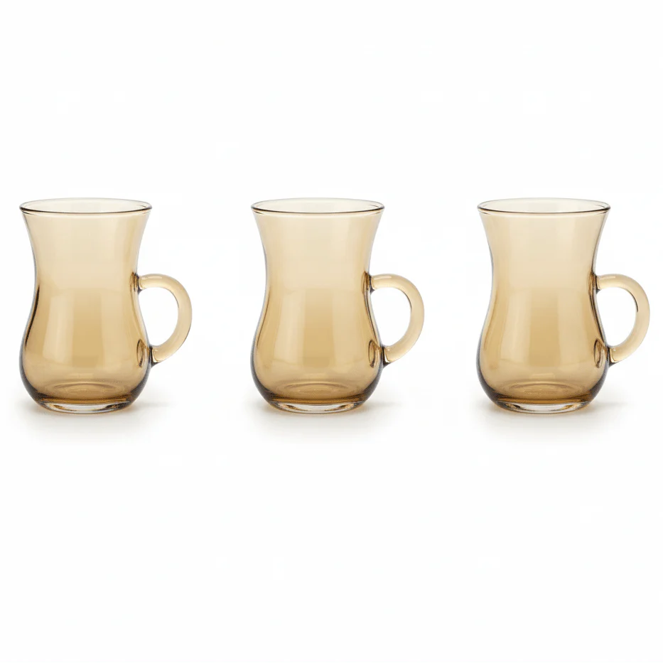 AKDC 100ml Traditional Tea Glasses for Hot & Cold Beverages – Classic Design Glass Set of 3
