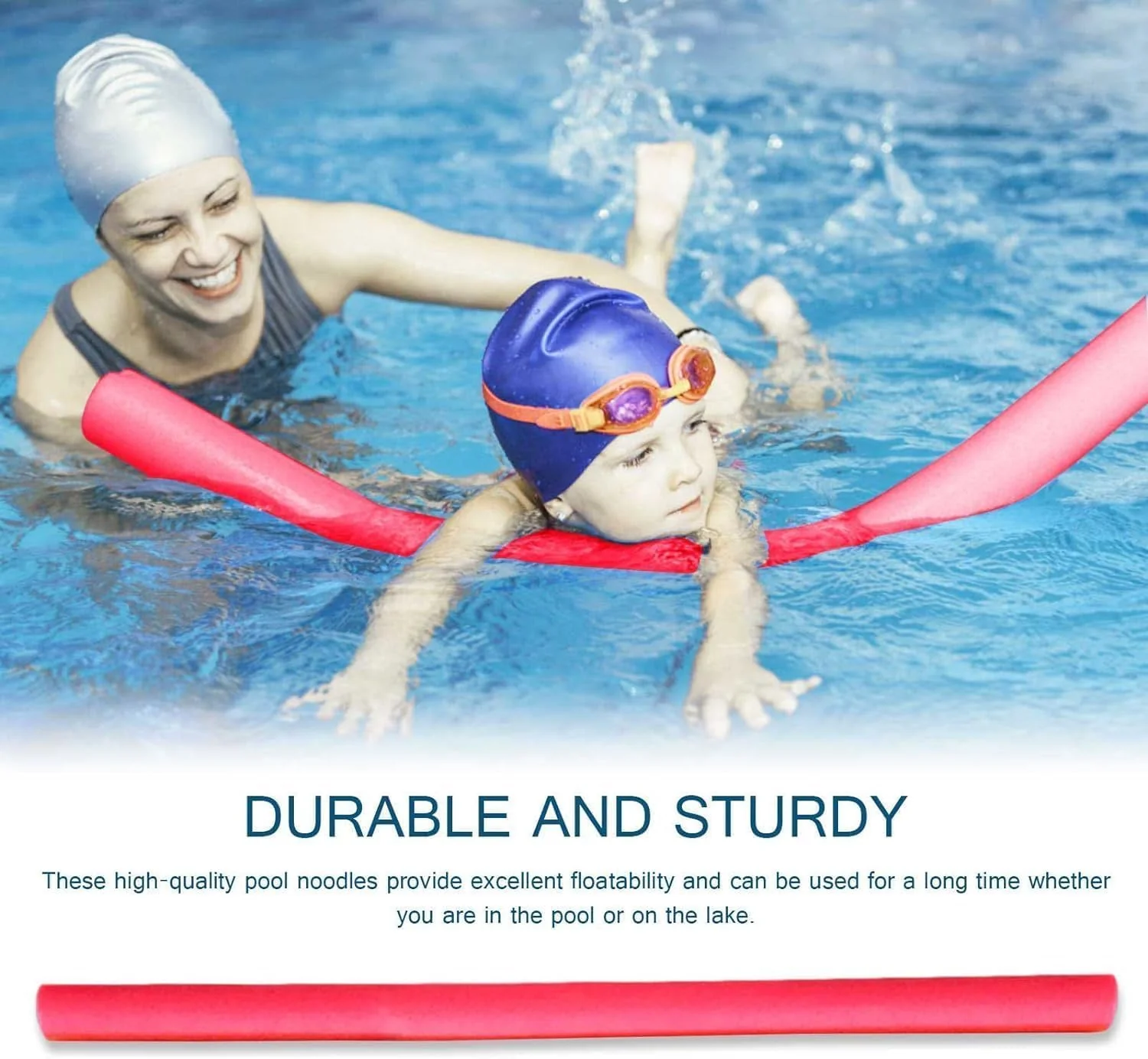 AKDC 10pcs Swimming Noodles Floating Swimmings Pool Noodle Swim Kickboard Water Float Aid Woggle Noodles Hollow Learn Swimming Foam Diy Toys Over Random Assorted Colors-64InchX2.5Inch - Image 3