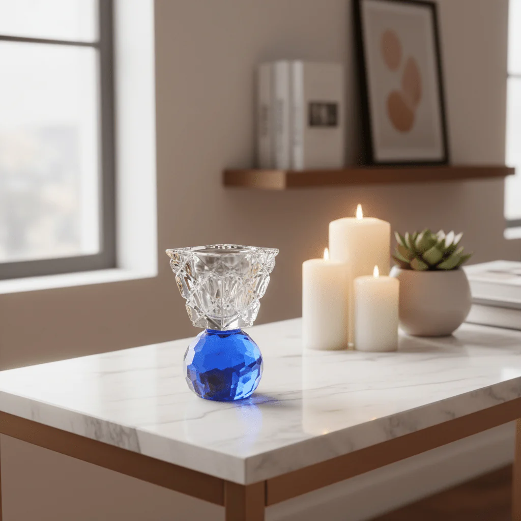AKDC 12cm Blue Crystal Incense Burner for Aromatherapy, Meditation, Relaxation, and Elegant Home Fragrance Décor - Image 2