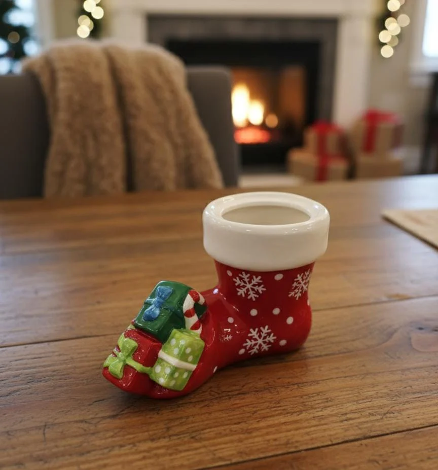 AKDC 12cm Red Ceramic Santa Shoe Candy Pot – Festive Decorative Jar for Christmas Treats & Holiday Table Décor - Image 3