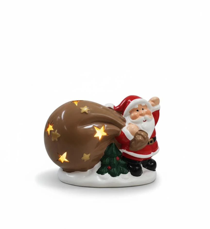 AKDC 12cm Santa Figurine with LED Light – Bright Decorative Christmas Tabletop Ornament for Holiday Décor - Image 2
