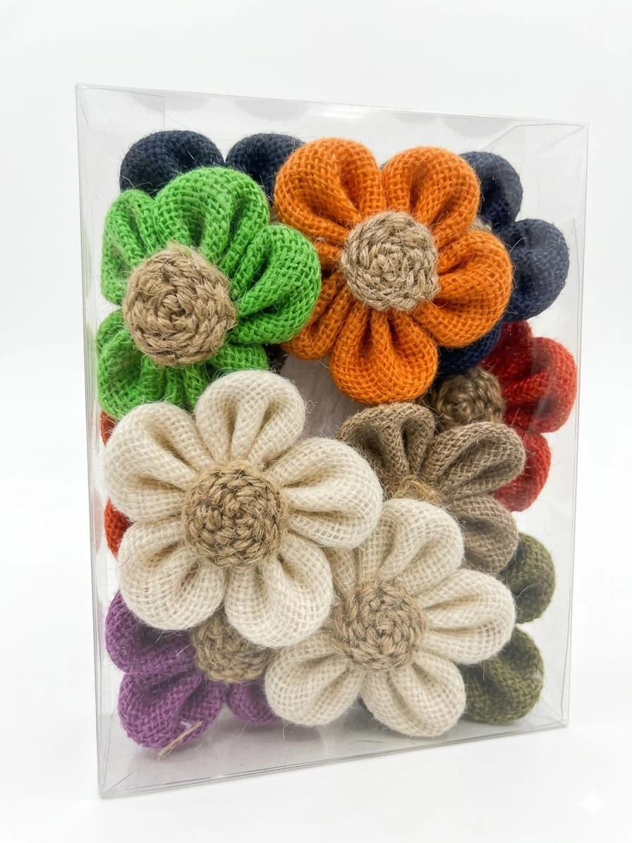 AKDC 12pcs Decorative Jute Folwers, Multicolor
