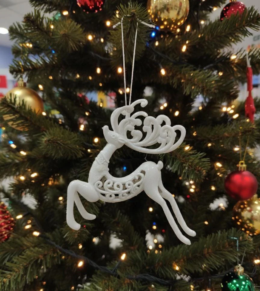 AKDC 15×19cm Hanging Deer Décor – Sparkling Glitter Christmas Ornament for Tree, Door & Holiday Decoration