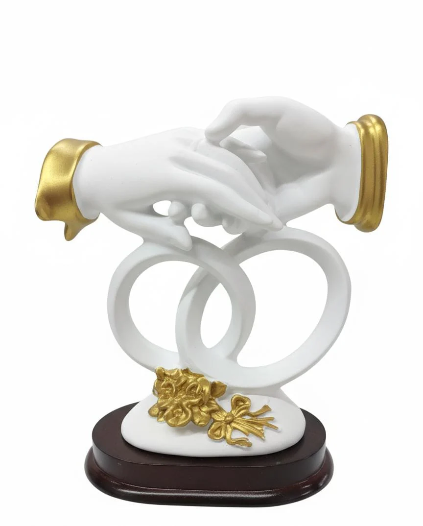 AKDC 16×15cm Ceramic Hands Décor in White with Gold Finish | Artistic Decorative Sculpture for Stylish Interiors - Image 2