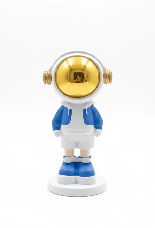 AKDC 16cm Ceramic Small Astronaut Standing Décor in White with Blue | Cute Space Explorer Figurine for Desk Display - Image 2