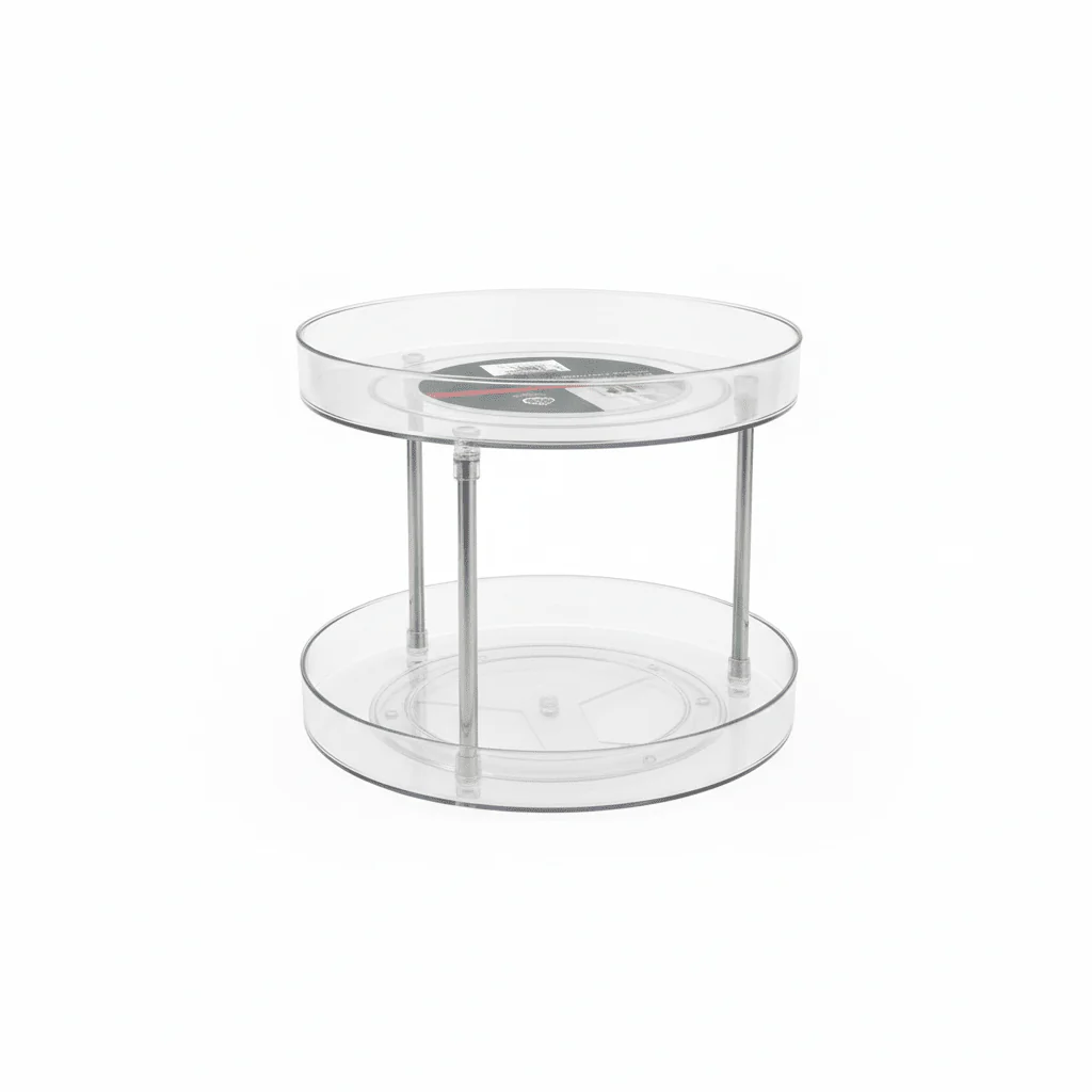 AKDC 2-Tier Turnable Storage Tray 27cm*24cm, Clear & Transparent
