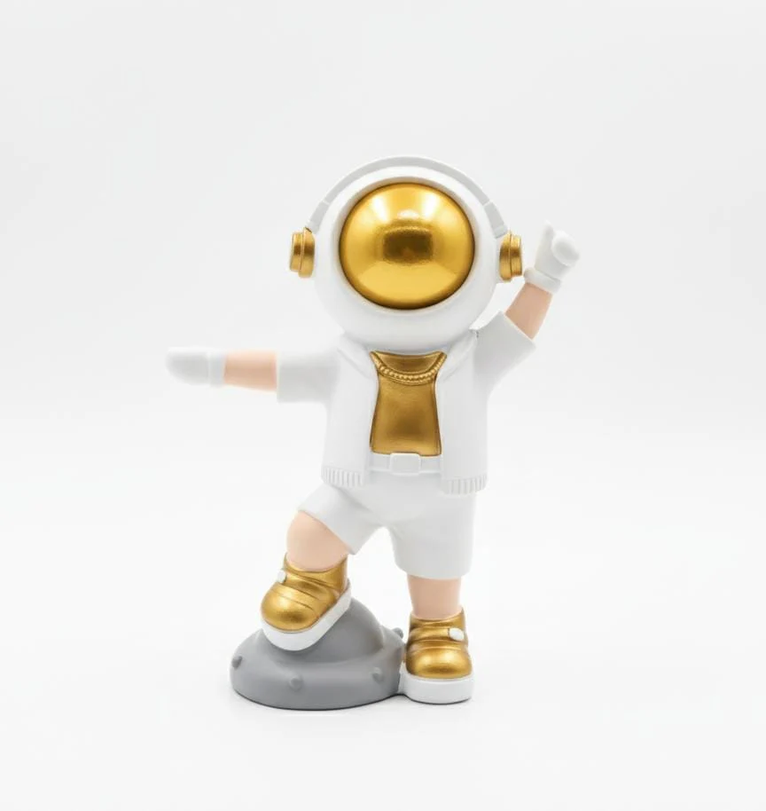 AKDC 21cm Ceramic Astronaut Figurine in White with Gold Finish | Elegant Space-Inspired Modern Decoration - Image 2