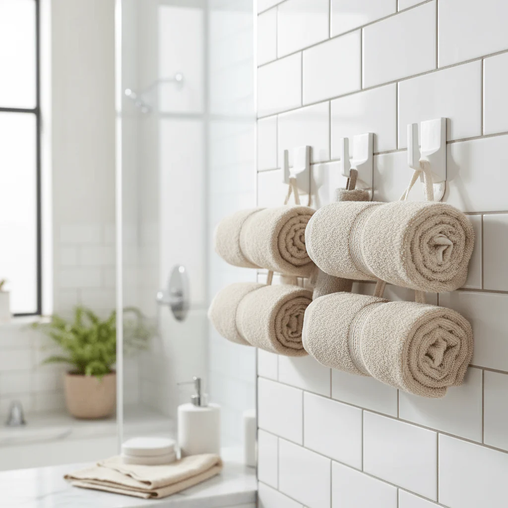 AKDC 2PCS Medium Removable Adhesive Hooks 6.05×3.27×2.32cm – Durable White Plastic Sticky Wall Hooks - Image 2