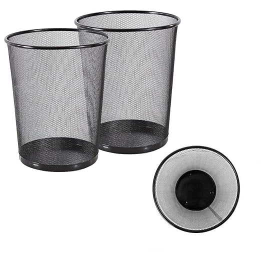 AKDC 3-Pack Round Black Color Metal Mesh Wastebasket Recycling Bin Waste Paper Basket Trash Cans for Kitchen, Bathroom, Bedroom, Office Dustbin Multipurpose (Round - Black) - Image 2