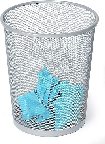 AKDC 3-Pack Round Silver Color Metal Mesh Wastebasket Recycling Bin Waste Paper Basket Trash Cans for Kitchen Bathroom, Bedroom, Office Dustbin Multipurpose (Round - Silver) - Image 3