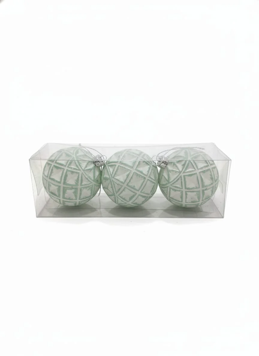 AKDC 3-Piece Gold & White Christmas Hanging Ball Décor with Green Accents – Elegant Holiday Ornament Set - Image 2