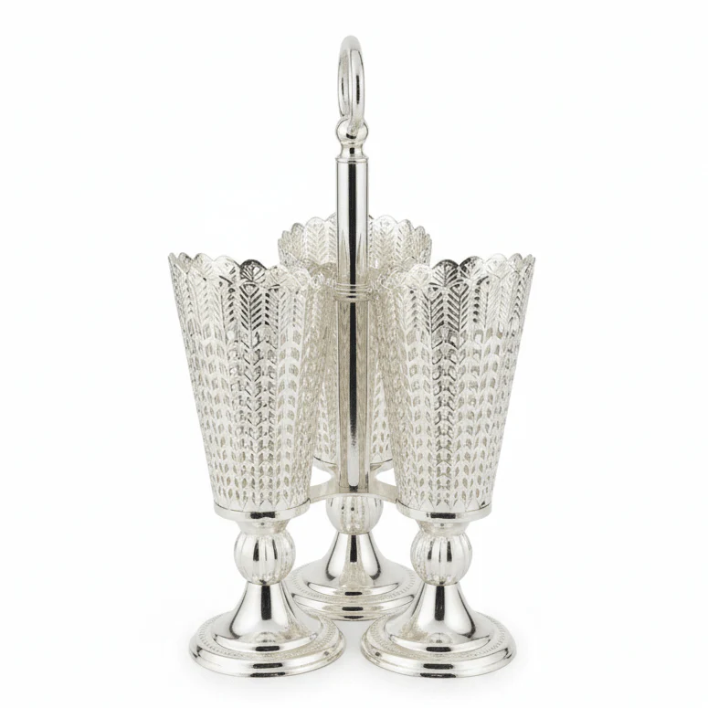 AKDC 3-Piece Silver Cutlery Holder Stand Set – Elegant Kitchen & Dining Organizer 30 cm