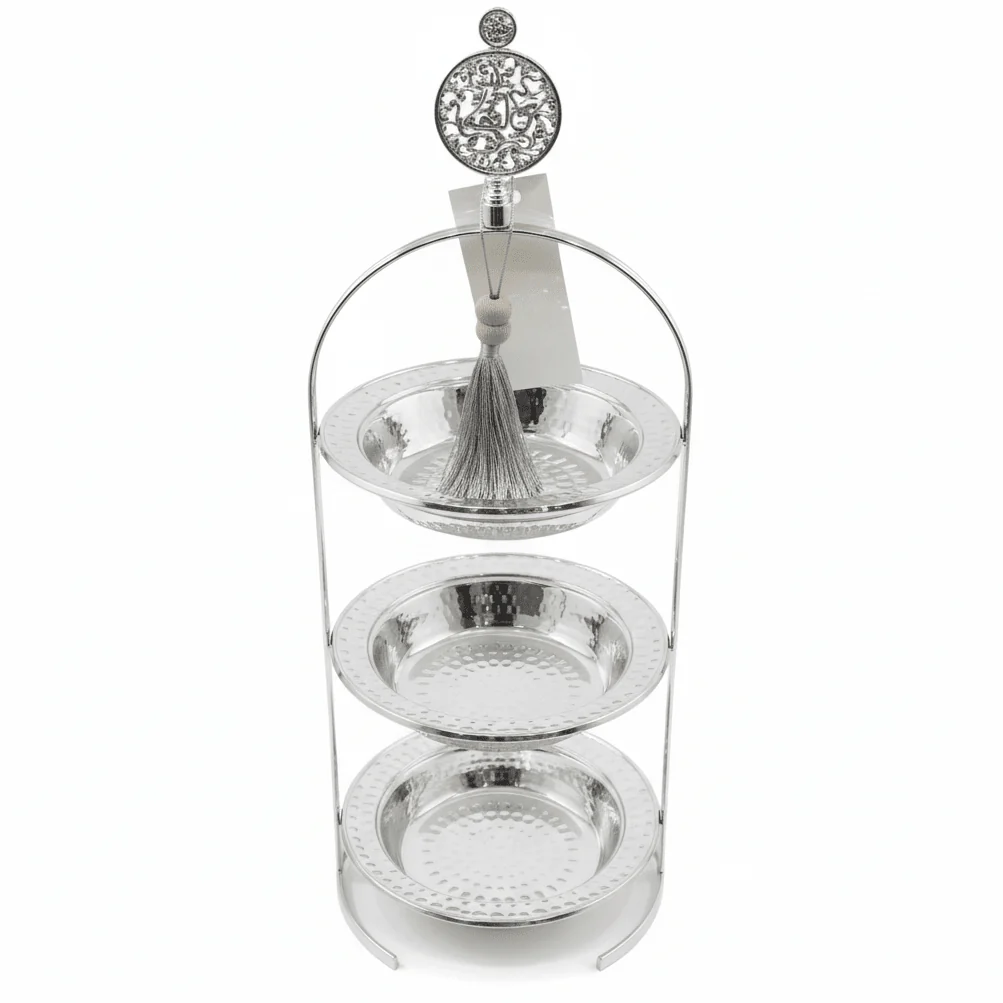 AKDC 3-Tier Round Metal Candy Serving Stand – Luxury Multi-Level Display Rack for Desserts Sweets & Events – 45 cm