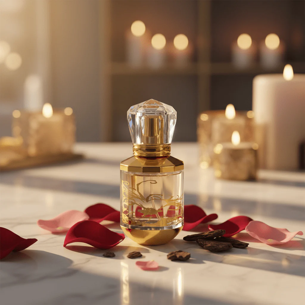 AKDC 30ml elegant glass perfume bottle with gold detail luxury refillable fragrance container premium gift - Image 2