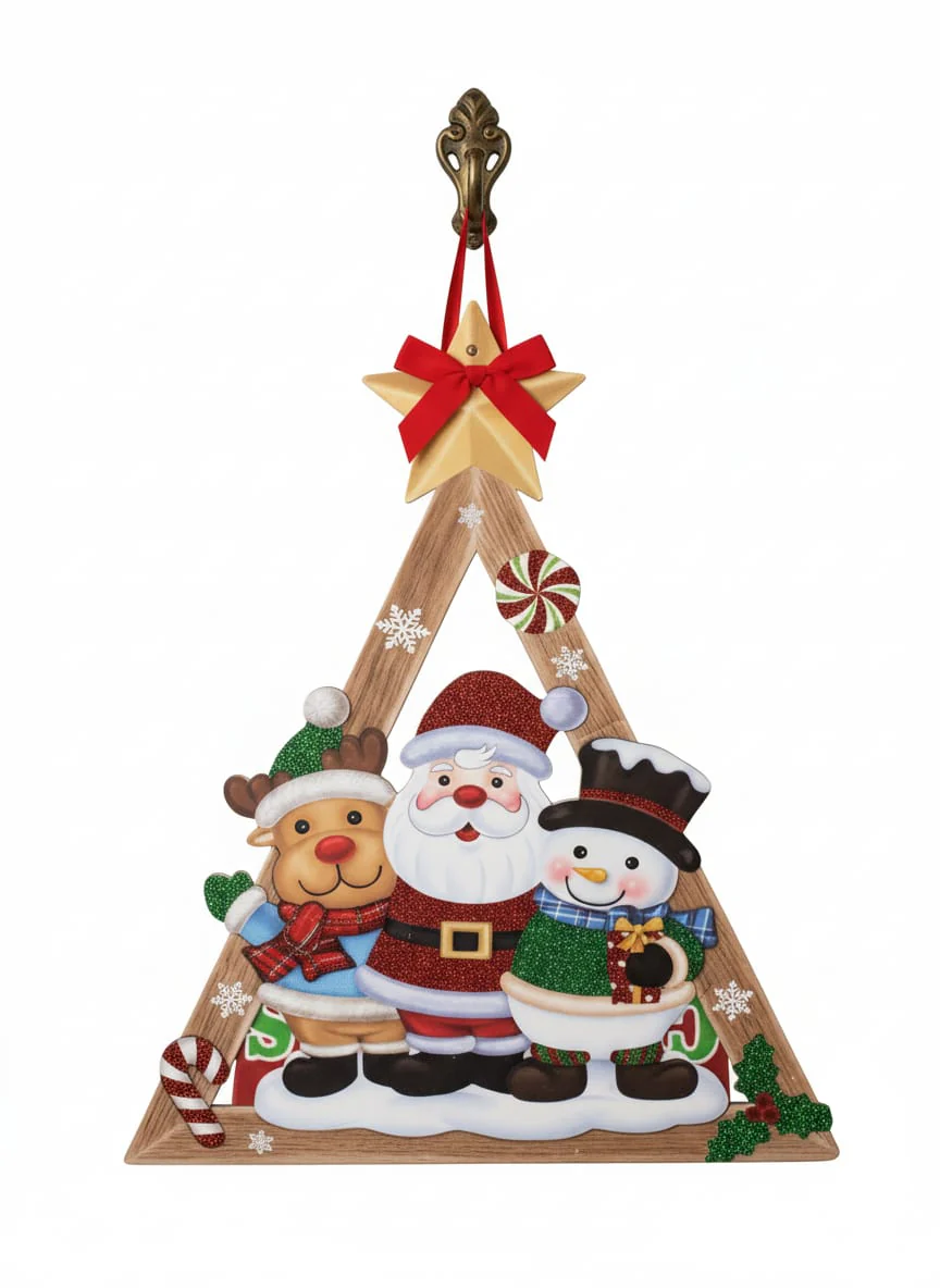 AKDC 35cm Festive XMAS Hanging Décor – Beautiful Santa & Snow Design Hanging Ornament for Holiday Home Decoration - Image 2