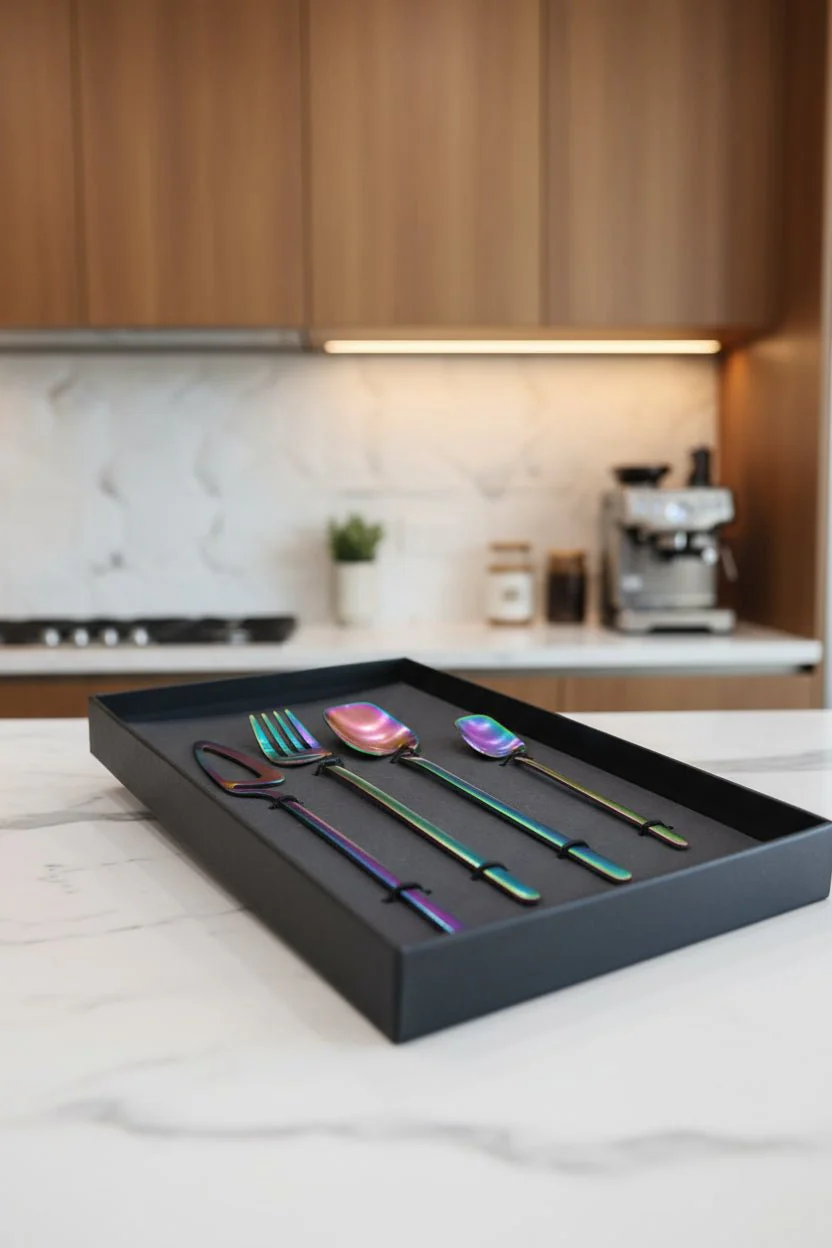 AKDC 4-Piece Multicolor Premium Stainless Steel Cutlery Set – Elegant Dining Utensils for Home, Kitchen & Outdoor Use