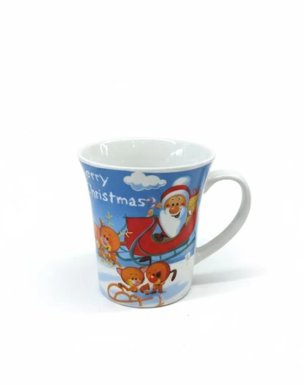 AKDC 400ml Blue & White Ceramic Mug with Santa Claus Design – Stylish Holiday Mug for Coffee & Cocoa - Image 2