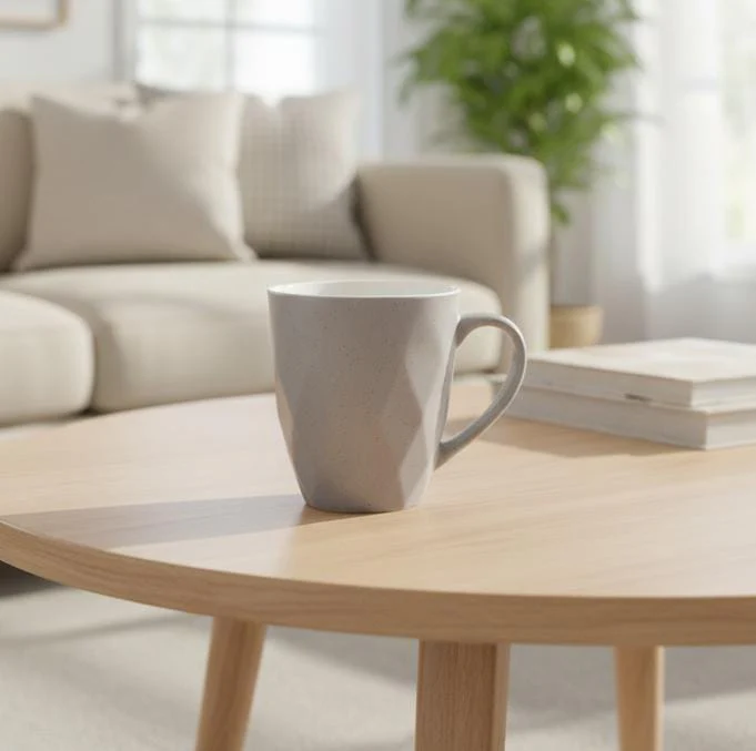AKDC 400ml Light Gray Ceramic Mug with Dotted Design – Elegant, Subtle & Perfect for Gifting