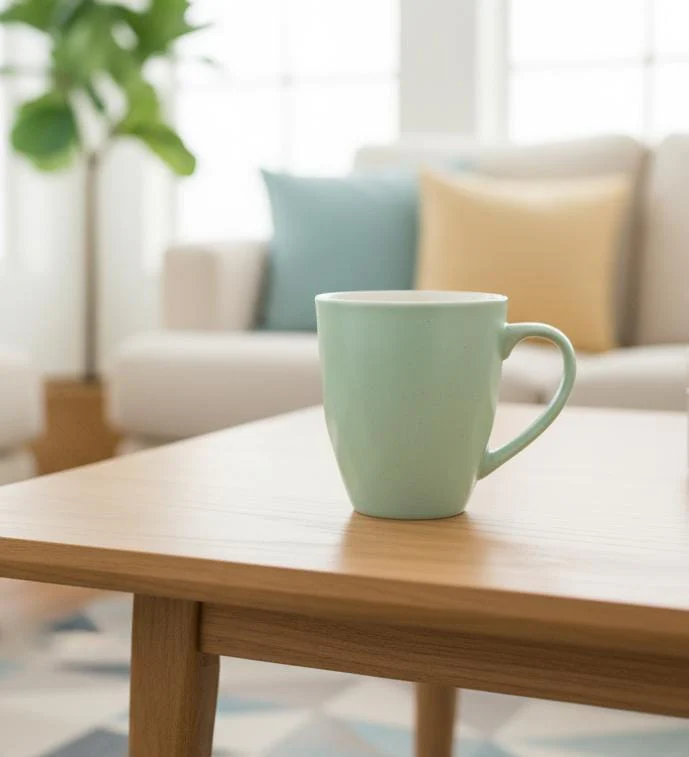 AKDC 400ml Light Green Ceramic Mug with Dotted Pattern – Fun, Playful & Eye-Catching Coffee Mug