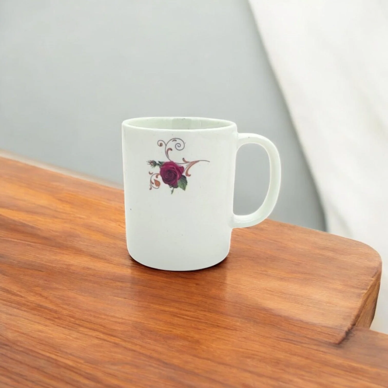 AKDC 400ML Mug Ceramic Rose Flower White Coffee Mug - Image 2